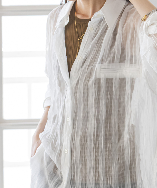 PROVOKE (プロヴォーク)の「《NOBLE別注》PROVOKE/プロヴォーク sheer check big SH(シャツ/ブラウス・レディース・ホワイト/ブラック・FREE)」の16枚目の写真