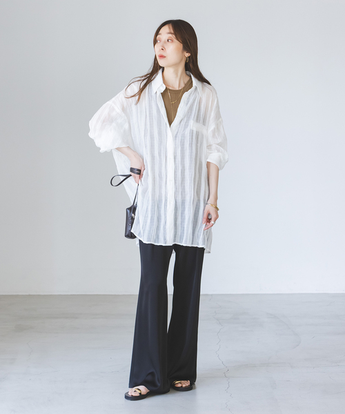 PROVOKE (プロヴォーク)の「《NOBLE別注》PROVOKE/プロヴォーク sheer check big SH(シャツ/ブラウス・レディース・ホワイト/ブラック・FREE)」の17枚目の写真