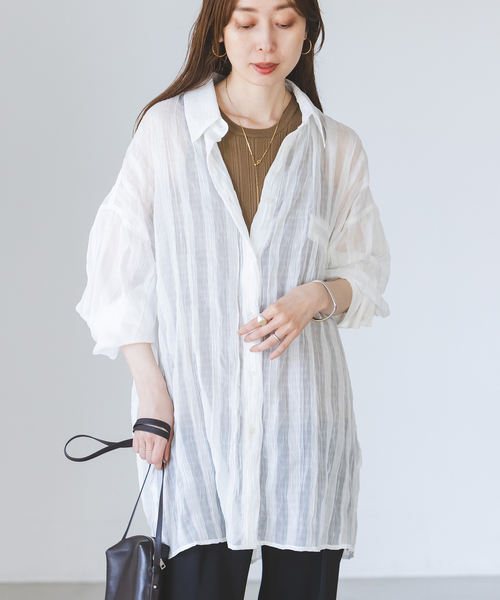 PROVOKE (プロヴォーク)の「《NOBLE別注》PROVOKE/プロヴォーク sheer check big SH(シャツ/ブラウス・レディース・ホワイト/ブラック・FREE)」の19枚目の写真