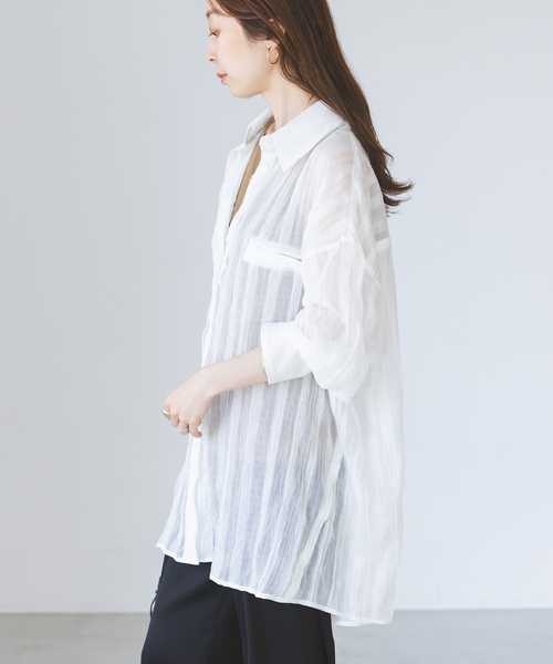 PROVOKE (プロヴォーク)の「《NOBLE別注》PROVOKE/プロヴォーク sheer check big SH(シャツ/ブラウス・レディース・ホワイト/ブラック・FREE)」の20枚目の写真