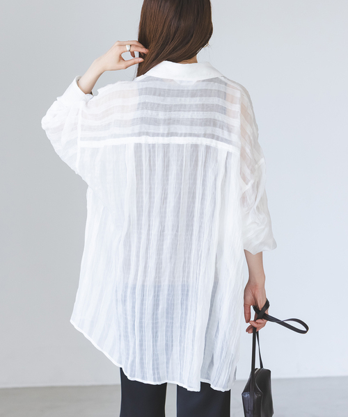 PROVOKE (プロヴォーク)の「《NOBLE別注》PROVOKE/プロヴォーク sheer check big SH(シャツ/ブラウス・レディース・ホワイト/ブラック・FREE)」の21枚目の写真