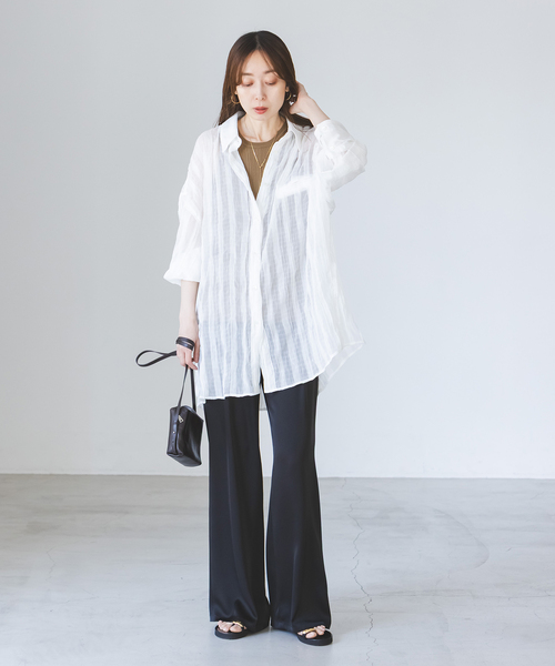PROVOKE (プロヴォーク)の「《NOBLE別注》PROVOKE/プロヴォーク sheer check big SH(シャツ/ブラウス・レディース・ホワイト/ブラック・FREE)」の22枚目の写真