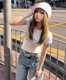 ラインストーンロゴTシャツ