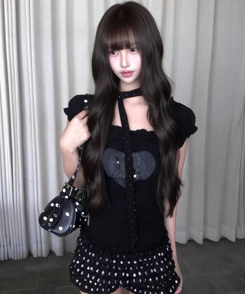 AVYL（アヴィル）の「2WAYハートプリント オフショル半袖トップス（Tシャツ/カットソー・レディース・ホワイト/ブラック・M）」の4枚目の写真