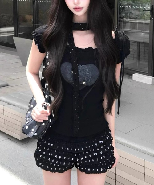 AVYL（アヴィル）の「2WAYハートプリント オフショル半袖トップス（Tシャツ/カットソー・レディース・ホワイト/ブラック・M）」の11枚目の写真