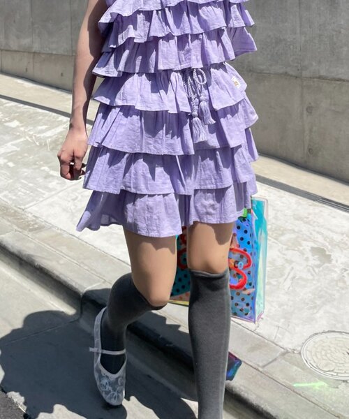 HELLO.SANFRANCISCO(ハローサンフランシスコ)の「【HELLO.SANFRANCISCO/ハローサンフランシスコ】ラメドットフリルショーツ(その他パンツ・レディース・ホワイト/サックスブルー・ONE SIZE)」の2枚目の写真