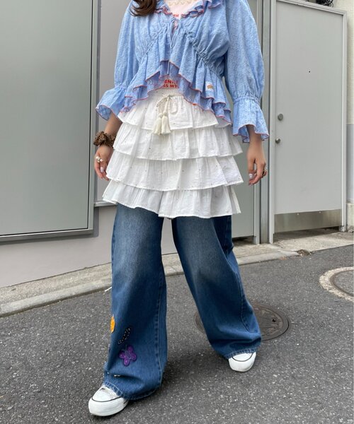 HELLO.SANFRANCISCO(ハローサンフランシスコ)の「【HELLO.SANFRANCISCO/ハローサンフランシスコ】ラメドットフリルショーツ(その他パンツ・レディース・ホワイト/サックスブルー・ONE SIZE)」の12枚目の写真