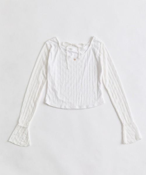 OLIVE des OLIVE(オリーブデオリーブ)の「【Belle Charme】Heart Charm Lace Tops(Tシャツ/カットソー・レディース・オフホワイト/ブラック・FREE)」の9枚目の写真