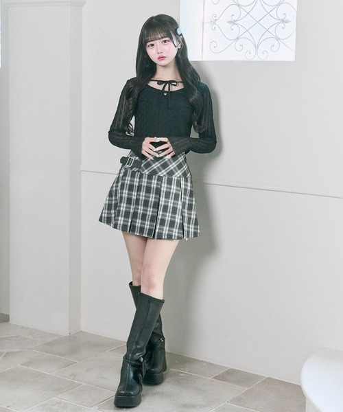 OLIVE des OLIVE(オリーブデオリーブ)の「【Belle Charme】Heart Charm Lace Tops(Tシャツ/カットソー・レディース・オフホワイト/ブラック・FREE)」の7枚目の写真