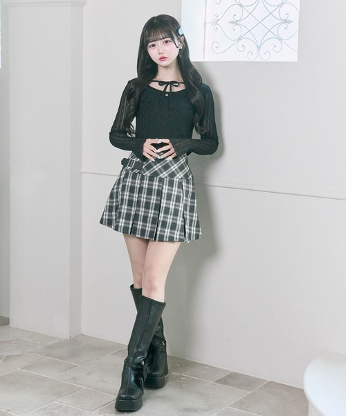 OLIVE des OLIVE(オリーブデオリーブ)の「【Belle Charme】Heart Charm Lace Tops(Tシャツ/カットソー・レディース・オフホワイト/ブラック・FREE)」の14枚目の写真