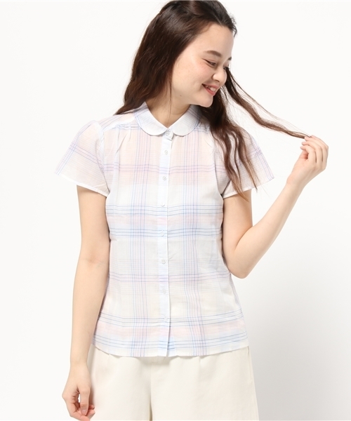 earth music&ecology（アースミュージックアンドエコロジー）の「【2016Summer】フレアスリーブチェックブラウス（シャツ/ブラウス・レディース・ブラック/ライトピンク/ベージュ・MEDIUM/SMALL）」の13枚目の写真