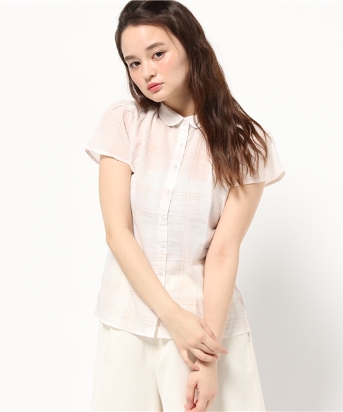 earth music&ecology（アースミュージックアンドエコロジー）の「【2016Summer】フレアスリーブチェックブラウス（シャツ/ブラウス・レディース・ブラック/ライトピンク/ベージュ・MEDIUM/SMALL）」の3枚目の写真