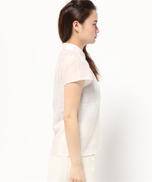 earth music&ecology（アースミュージックアンドエコロジー）の「【2016Summer】フレアスリーブチェックブラウス（シャツ/ブラウス・レディース・ブラック/ライトピンク/ベージュ・MEDIUM/SMALL）」の5枚目の写真