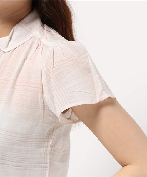 earth music&ecology（アースミュージックアンドエコロジー）の「【2016Summer】フレアスリーブチェックブラウス（シャツ/ブラウス・レディース・ブラック/ライトピンク/ベージュ・MEDIUM/SMALL）」の8枚目の写真