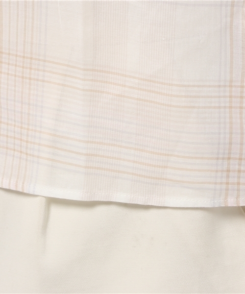 earth music&ecology（アースミュージックアンドエコロジー）の「【2016Summer】フレアスリーブチェックブラウス（シャツ/ブラウス・レディース・ブラック/ライトピンク/ベージュ・MEDIUM/SMALL）」の9枚目の写真