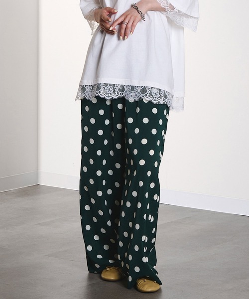 ROSE BUD(ローズバッド)の「POLKA DOT PANTS(その他パンツ・レディース・グリーン/ホワイト・ONE SIZE)」の1枚目の写真