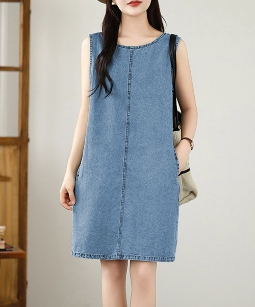 ONEP STAR(ワンピスター)の「デニムAライン2WAYノースリーブワンピース(ワンピース・レディース・ブルー・MEDIUM/X-LARGE/LARGE)」の15枚目の写真