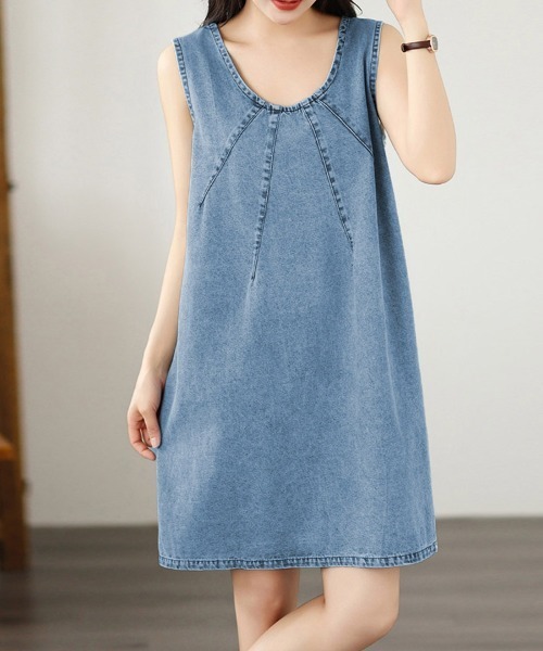 ONEP STAR(ワンピスター)の「デニムAライン2WAYノースリーブワンピース(ワンピース・レディース・ブルー・MEDIUM/X-LARGE/LARGE)」の13枚目の写真