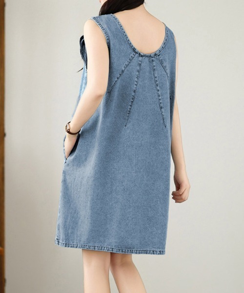 ONEP STAR(ワンピスター)の「デニムAライン2WAYノースリーブワンピース(ワンピース・レディース・ブルー・MEDIUM/X-LARGE/LARGE)」の11枚目の写真