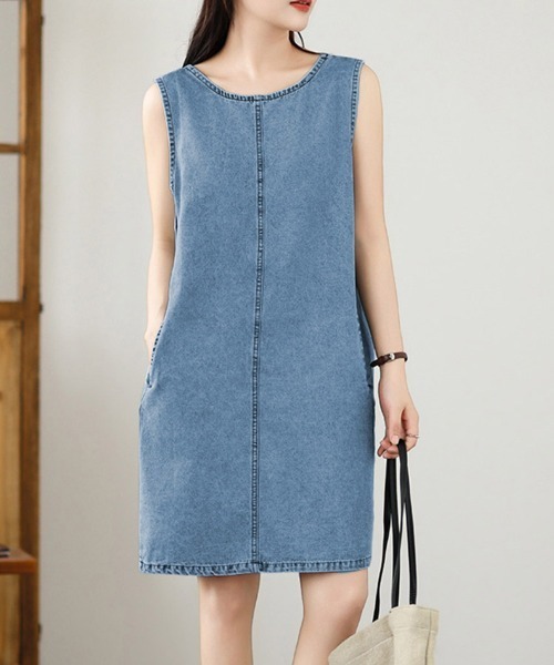 ONEP STAR(ワンピスター)の「デニムAライン2WAYノースリーブワンピース(ワンピース・レディース・ブルー・MEDIUM/X-LARGE/LARGE)」の8枚目の写真
