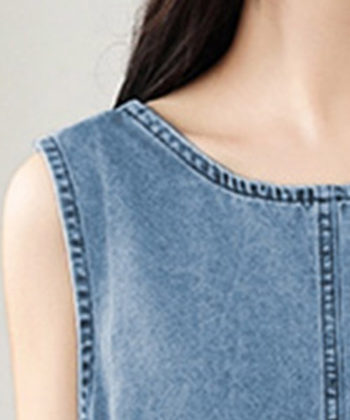 ONEP STAR(ワンピスター)の「デニムAライン2WAYノースリーブワンピース(ワンピース・レディース・ブルー・MEDIUM/X-LARGE/LARGE)」の3枚目の写真