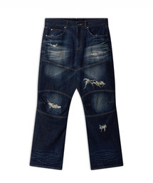 Racer Knee Line Washing Denim Pants (Dark Blue)