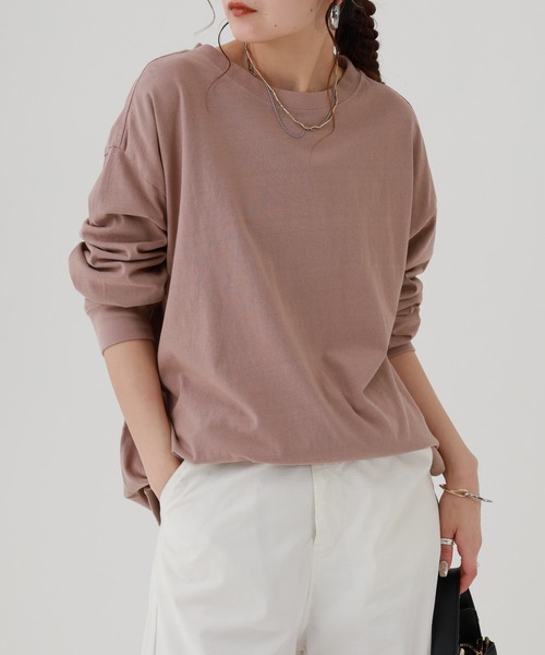 OMNES(オムネス)の「製品洗い 無地長袖Tシャツ(Tシャツ/カットソー・レディース・ブラウン/ピンク/ベージュ・XL/WOMENS S/L/WOMENS L/WOMENS M)」の3枚目の写真