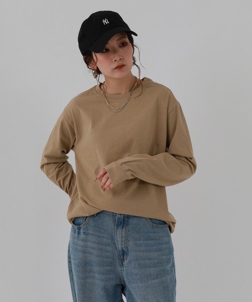 OMNES(オムネス)の「製品洗い 無地長袖Tシャツ(Tシャツ/カットソー・レディース・ブラウン/ピンク/ベージュ・XL/WOMENS S/L/WOMENS L/WOMENS M)」の12枚目の写真