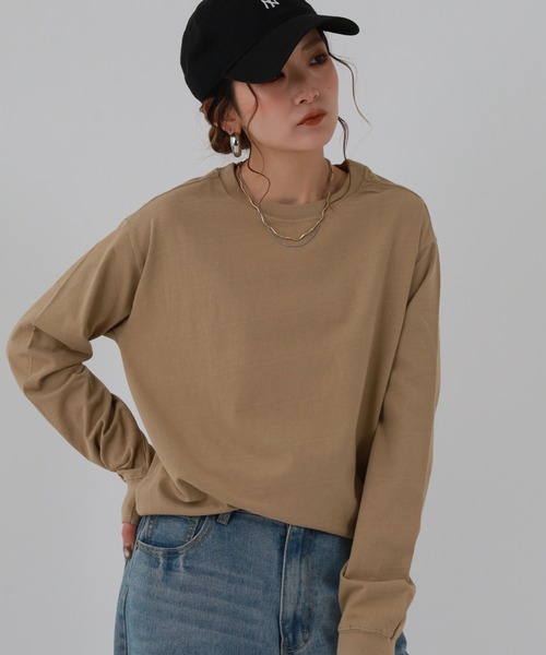 OMNES(オムネス)の「製品洗い 無地長袖Tシャツ(Tシャツ/カットソー・レディース・ブラウン/ピンク/ベージュ・XL/WOMENS S/L/WOMENS L/WOMENS M)」の10枚目の写真