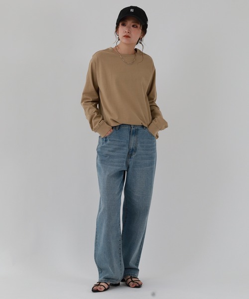 OMNES(オムネス)の「製品洗い 無地長袖Tシャツ(Tシャツ/カットソー・レディース・ブラウン/ピンク/ベージュ・XL/WOMENS S/L/WOMENS L/WOMENS M)」の13枚目の写真