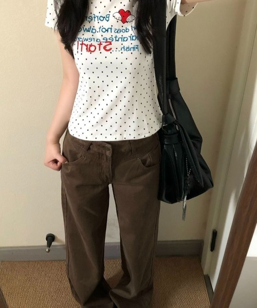 AsheKsha(アシクシャ)の「ハートと水玉模様のアルファベットプリント半袖Tシャツ(Tシャツ/カットソー・レディース・ホワイト・M)」の6枚目の写真