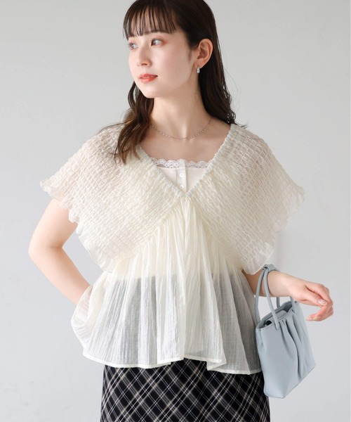 tiptop(ティップトップ)の「肩シャーリングチュニックブラウス(シャツ/ブラウス・レディース・ブラック系その他/ホワイト系その他/ネイビー系1/ネイビー系2/イエロー/アイボリー/イエロー系その他/ブラック・SHORT/LONG)」の22枚目の写真