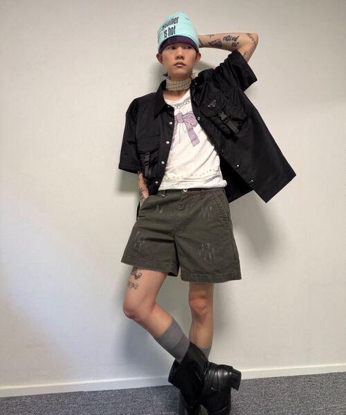 SLOWACID（スローアシッド）の「リペア6インチコットンショーツ[カーキ]（その他パンツ・レディース・その他・SMALL/MEDIUM/LARGE/X-LARGE）」の8枚目の写真
