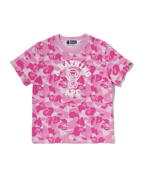 A BATHING APE(アベイシングエイプ)の「BABY LISA ABC CAMO COLLEGE MINI TEE(Tシャツ/カットソー・レディース・ピンク・MEDIUM)」の1枚目の写真