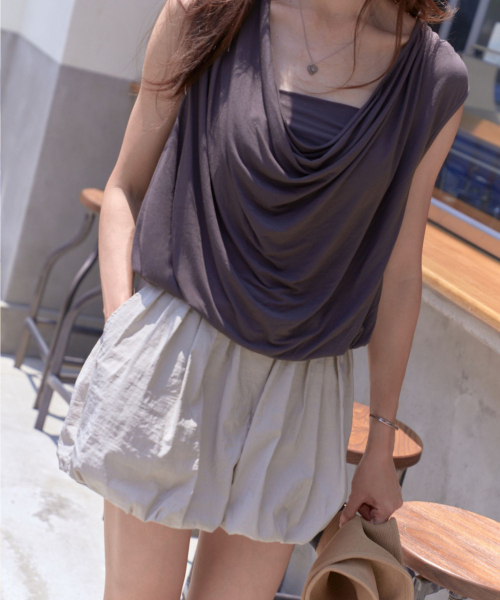 MONDAYFLOW（マンデーフロー）の「マルチウェイドレーピングトップ_ダークブラウン（Tシャツ/カットソー・レディース・その他・SMALL/MEDIUM）」の5枚目の写真