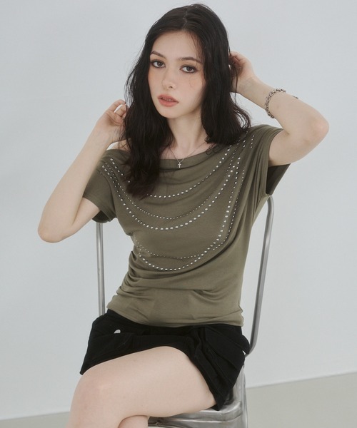 ENVYM(アンビー)の「オフショルストーントップス(Tシャツ/カットソー・レディース・ブラック/ホワイト/グリーン・FREE)」の21枚目の写真