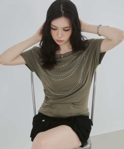ENVYM(アンビー)の「オフショルストーントップス(Tシャツ/カットソー・レディース・ブラック/ホワイト/グリーン・FREE)」の22枚目の写真
