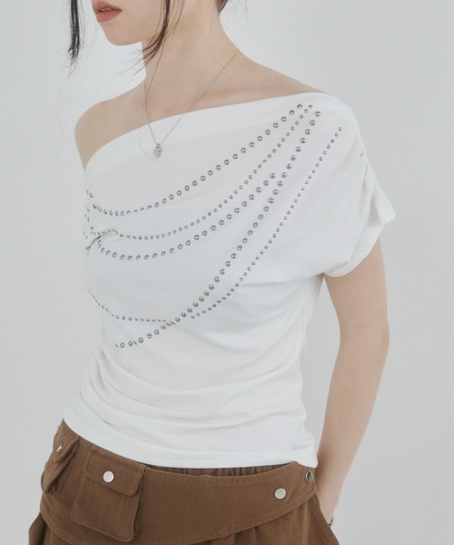 ENVYM(アンビー)の「オフショルストーントップス(Tシャツ/カットソー・レディース・ブラック/ホワイト/グリーン・FREE)」の14枚目の写真