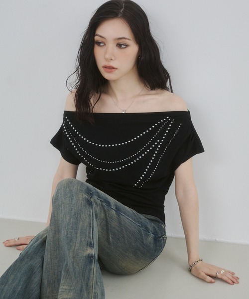 ENVYM(アンビー)の「オフショルストーントップス(Tシャツ/カットソー・レディース・ブラック/ホワイト/グリーン・FREE)」の17枚目の写真