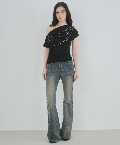 ENVYM(アンビー)の「オフショルストーントップス(Tシャツ/カットソー・レディース・ブラック/ホワイト/グリーン・FREE)」の9枚目の写真