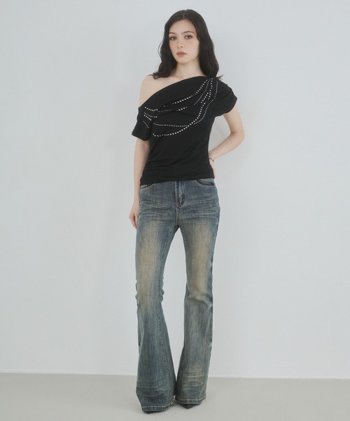 ENVYM(アンビー)の「オフショルストーントップス(Tシャツ/カットソー・レディース・ブラック/ホワイト/グリーン・FREE)」の8枚目の写真