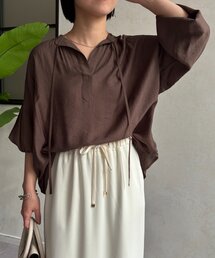 スキッパー」に該当するシャツ/ブラウス（ブラウン/茶色系・長袖