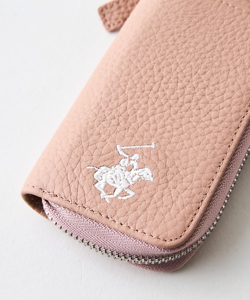BEVERLY HILLS POLO CLUB（ビバリーヒルズポロクラブ）の「【BEVERLY HILLS POLO CLUB/ビバリーヒルズポロクラブ】【使い勝手の良さとエレガントなデザインが融合】本革キーケース ラウンドファスナー ブランドロゴ エンボス加工 スタイリッシュ ビジネス カジュアル（キーケース/キーアクセサリー・レディース・ベージュ/ピンク/サックスブルー/ブラック・FREE）」の5枚目の写真