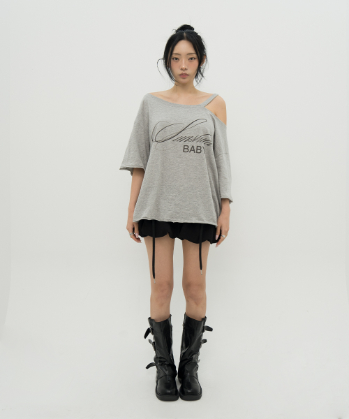 BFEEP（ビーピーピ）の「SUNSHINE BABY ASYM TEE_GREY（Tシャツ/カットソー・レディース・その他・FREE）」の2枚目の写真