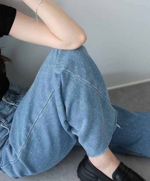 BLUEEAST(ブルーイースト)の「《2サイズ展開》ドットジャガードデニム(デニムパンツ・レディース・ブルー/ネイビー・MEDIUM/LARGE)」の5枚目の写真
