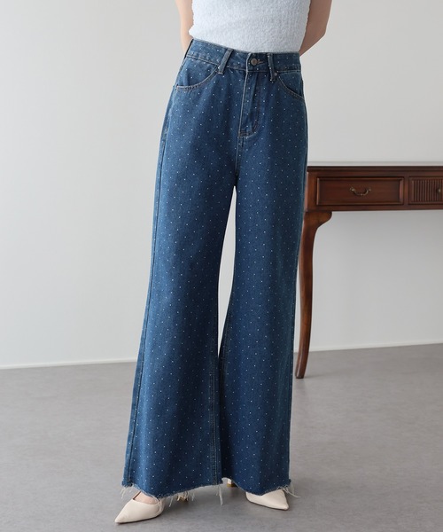 BLUEEAST(ブルーイースト)の「《2サイズ展開》ドットジャガードデニム(デニムパンツ・レディース・ブルー/ネイビー・MEDIUM/LARGE)」の8枚目の写真