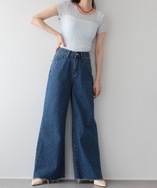 BLUEEAST(ブルーイースト)の「《2サイズ展開》ドットジャガードデニム(デニムパンツ・レディース・ブルー/ネイビー・MEDIUM/LARGE)」の9枚目の写真