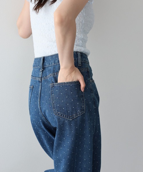 BLUEEAST(ブルーイースト)の「《2サイズ展開》ドットジャガードデニム(デニムパンツ・レディース・ブルー/ネイビー・MEDIUM/LARGE)」の12枚目の写真