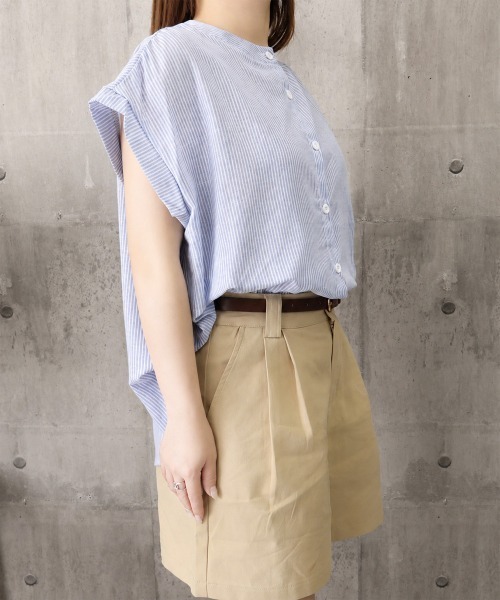 Miniministore(ミニミニストア)の「ストライプシャツブラウスフレンチスリーブ(シャツ/ブラウス・レディース・ライトブルー・FREE)」の13枚目の写真
