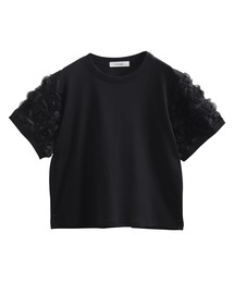 袖シアーフラワートップス